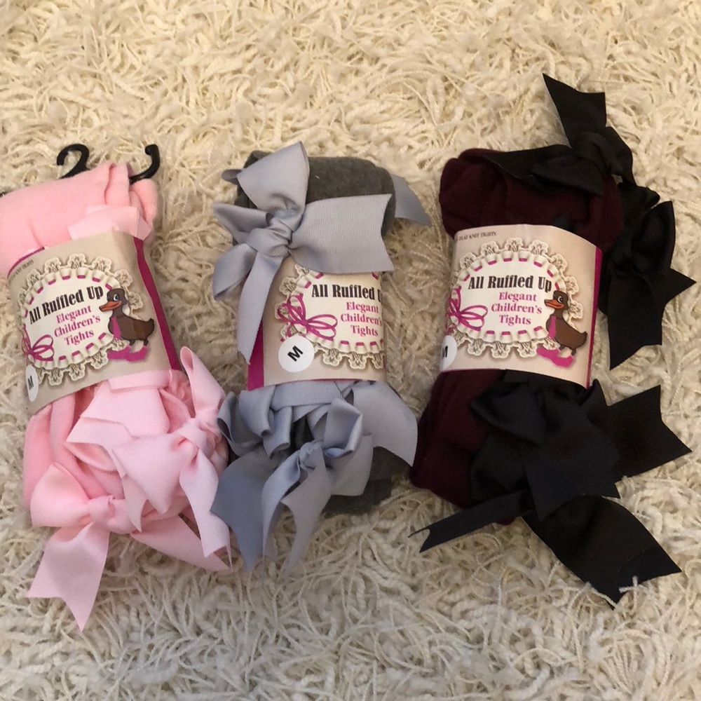 Tights with bows up the back of leg